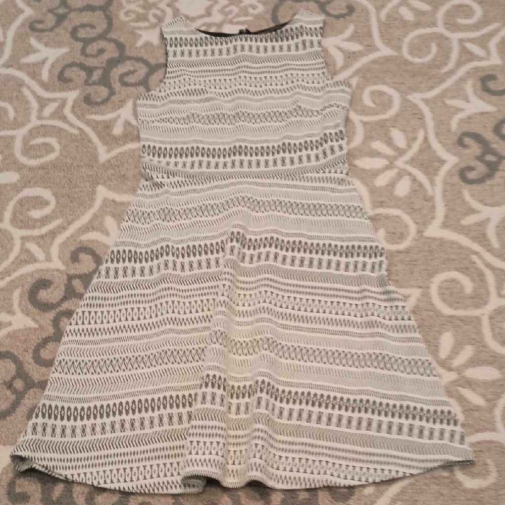 Banana Republic Cream and Black Striped Midi Dress